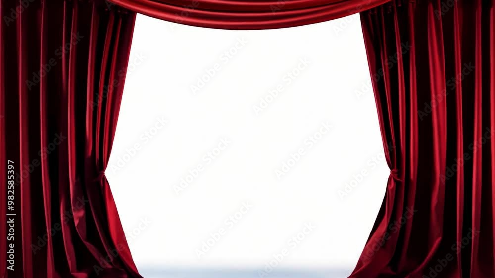 Poster the rich red velvet curtains are parted, creating an inviting entrance to a blank stage, prepared fo