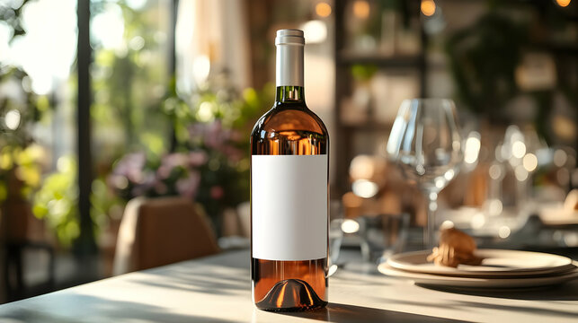 A beautifully arranged table featuring a wine bottle, perfect for elegant dining or special occasions with a timeless ambiance.