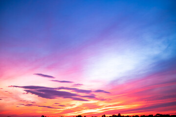 Beautiful , luxury soft gradient orange gold clouds and sunlight on the blue sky perfect for the background, take in everning,Twilight, Large size, high definition landscape photo