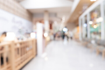 Shopping blur people mall inside of background out of focus.