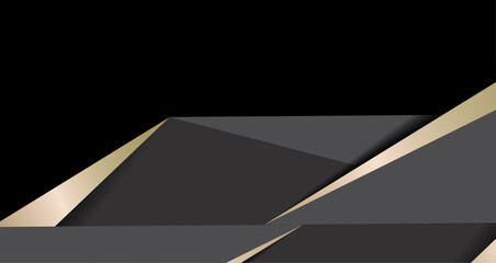 abstract composition featuring angular shapes in grey black and gold, set against a contrasting dark background