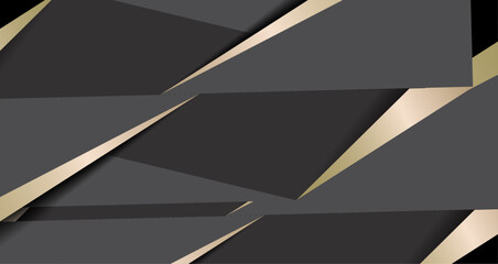 abstract composition featuring angular shapes in grey black and gold, set against a contrasting dark background