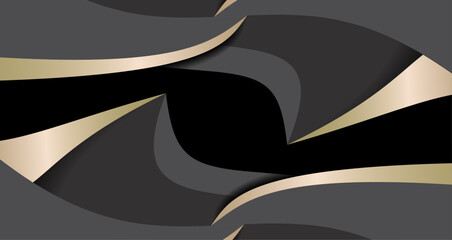 Fototapeta premium abstract composition featuring angular shapes in grey black and gold, set against a contrasting dark background