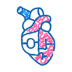 heart pacemaker doodle icon sketch vector. heart pacemaker sign. isolated symbol illustration