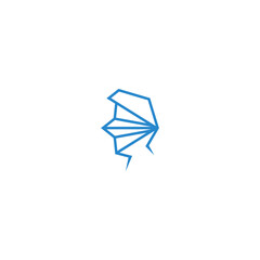 Man head paper plane abstract logo design.
