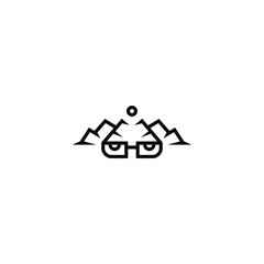 Glasses and mountain landscape simple logo design.
