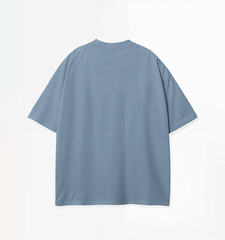 Plain Blue Oversized T-Shirt Mockup Template Back View.
