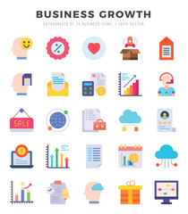 Set of Flat Business Growth Icons. Flat art icon. Vector illustration