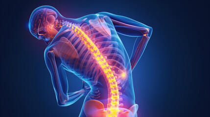 Body anatomy lower back pain. 3D illustration.