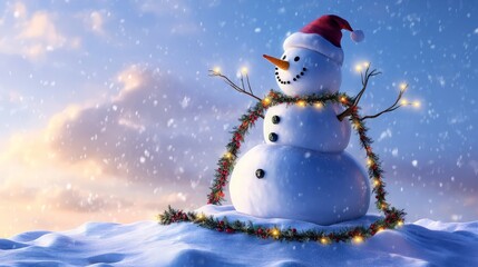 Obraz premium Cheerful Snowman in Winter Wonderland