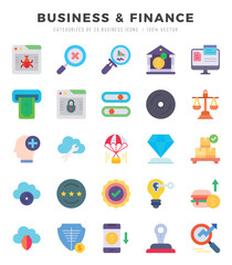 Set of Business & Finance Icons Flat icons collection.