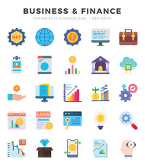 Set of Business & Finance Icons. Simple line art style icons pack.for website and mobile site and apps.