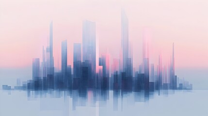 Obraz premium Glowing Metropolis Skyline at Sunrise or Sunset with Modern Architectural Silhouette