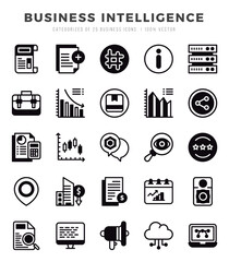 Business Intelligence icons set. Collection of simple Lineal Filled web icons.
