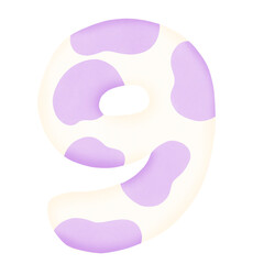 purple cow skin alphabet and number 