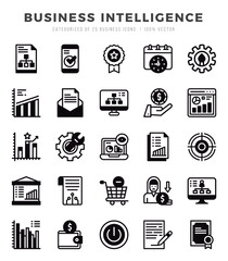 Vector Business Intelligence types icon set in Lineal Filled style. vector illustration.