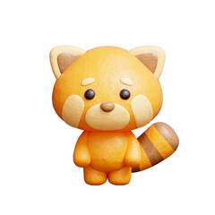 3D cute red panda standing, Cartoon animal character, 3D rendering. © Yothaka