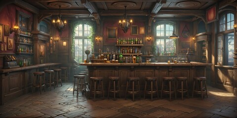 Obraz premium Vintage style bar, pub or jazz club. The interior of Irish or German Pub.