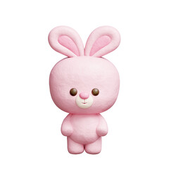 3D cute rabbit standing, Cartoon animal character, 3D rendering.