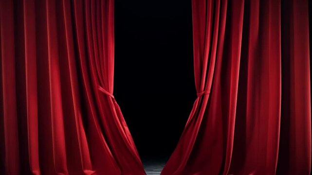 The rich red velvet curtains drape elegantly, enhancing the anticipation for an upcoming theatrical performance or special event in a majestic venue.