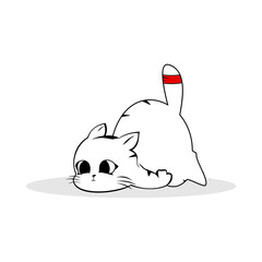 cartoon cat sticker crying on the floor