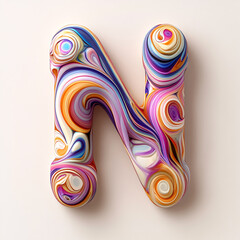 Color creative 3D letter N design
