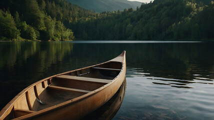 Obraz premium A beautiful Canoe on the lake without people