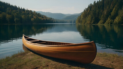 Obraz premium A beautiful Canoe on the lake without people