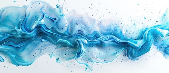 Abstract Clean Flow Ripple Surface On Liquid Light Blue Water Wave With Air Bubbles And A Little Bit Splashed Underwater Studio Shot Isolated On White Background
