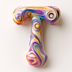 Color creative 3D letter T design
