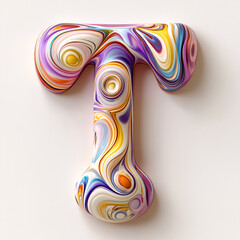 Color creative 3D letter T design
