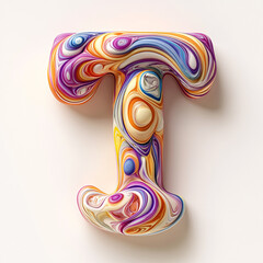 Color creative 3D letter T design
