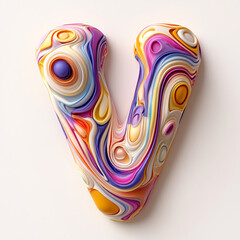 Color creative 3D letter V design
