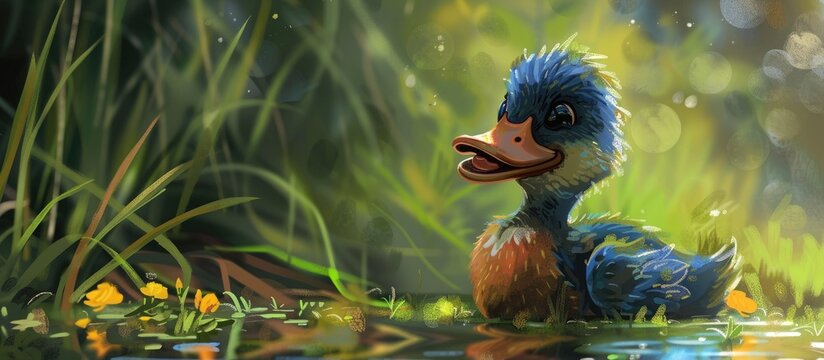 A Cute Duck Is Sitting And Resting