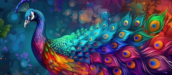 Fototapeta premium Peacock Is A Bird With Beautiful Colored Feathers