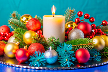 christmas decoration with candles and decorations