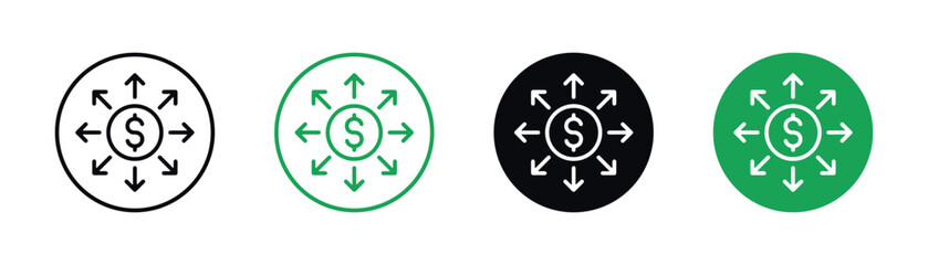 distribution money line icon set