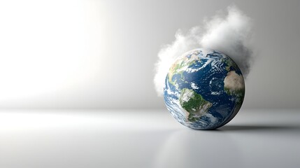 Fototapeta premium Sustainable Earth Concept with Cloudy Globe Representing Environmental Conservation and Renewable