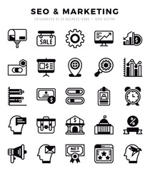 Set of Lineal Filled SEO & Marketing Icons. Lineal Filled art icon. Vector illustration