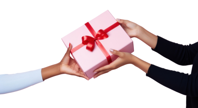 PNG Volunteer giving box gift pink.