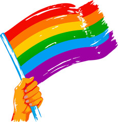 Colorful LGBTQ Pride Rainbow Icon Graphic Simple Line Drawing Equality Symbol Gay Rights Movement Representation Inclusivity. Simple rainbow LGBTQ pride icon in hand-drawn style, colorful