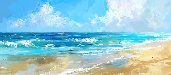 Obraz premium Beach In Sunny Day With Sea And Sand