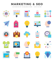 Marketing & Seo icons set. Vector illustration.