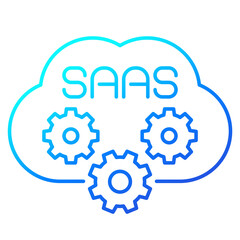 Saas icon with cloud, line design