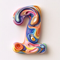 Color Creative 3D digital 1 font design
