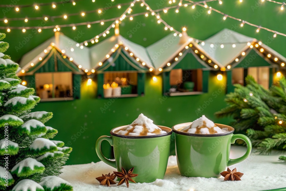 Wall mural cup of coffee and christmas cookies