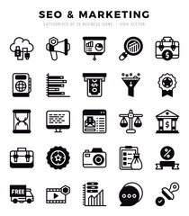 SEO & Marketing icon pack for your website. mobile. presentation. and logo design.