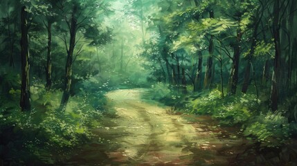 Fototapeta premium Old Road In Green Forest