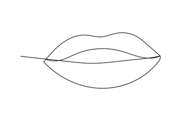6 Lips continuous one line drawing of isolated outline vector icon.eps