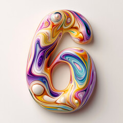 Color creative 3D digital 6 font design
